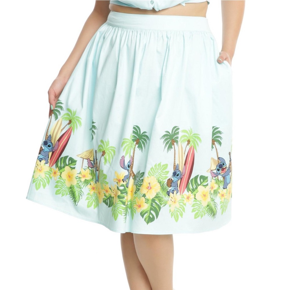 NWT DISNEY Lilo and Stitch Retro Tropical Skirt with Floral and Character Print